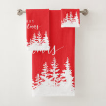 Conjunto de Toalhas de Banho Árvores de Natal Verm
