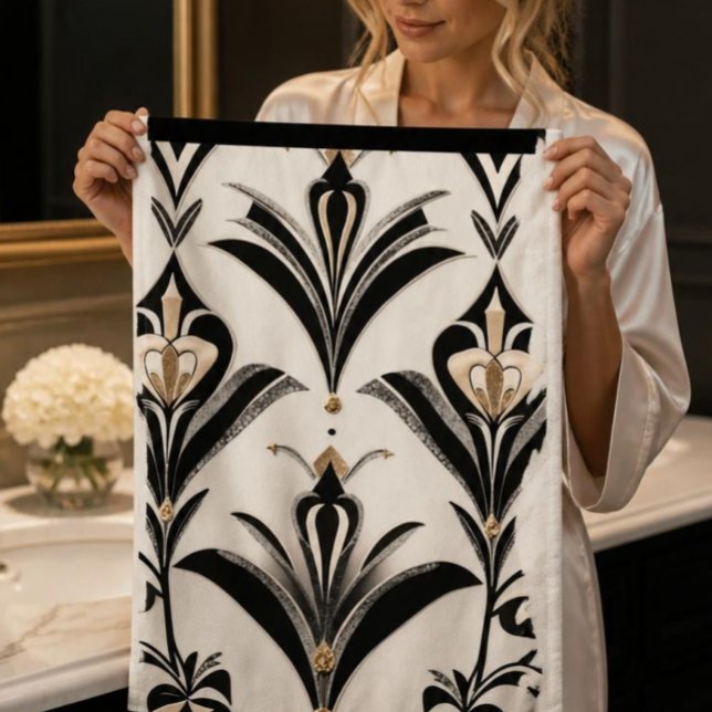 Conjunto de Toalhas de Banho Black & Ivory Art Déc (Criador carregado)