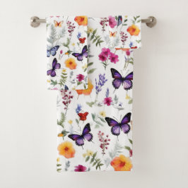 Conjunto de Toalhas de Banho Borboleta Roxa