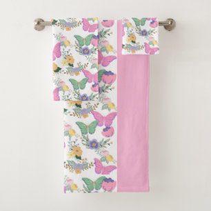 Conjunto de Toalhas de Banho Borboletas Coloridas 