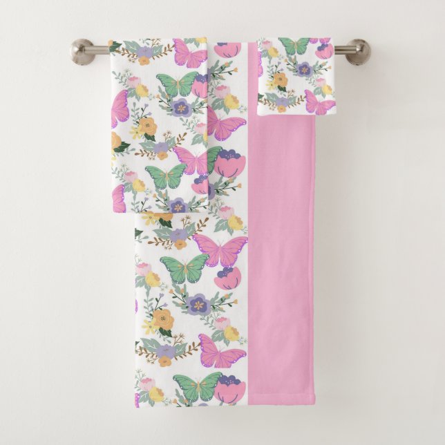 Conjunto de Toalhas de Banho Borboletas Coloridas  (Insitu)