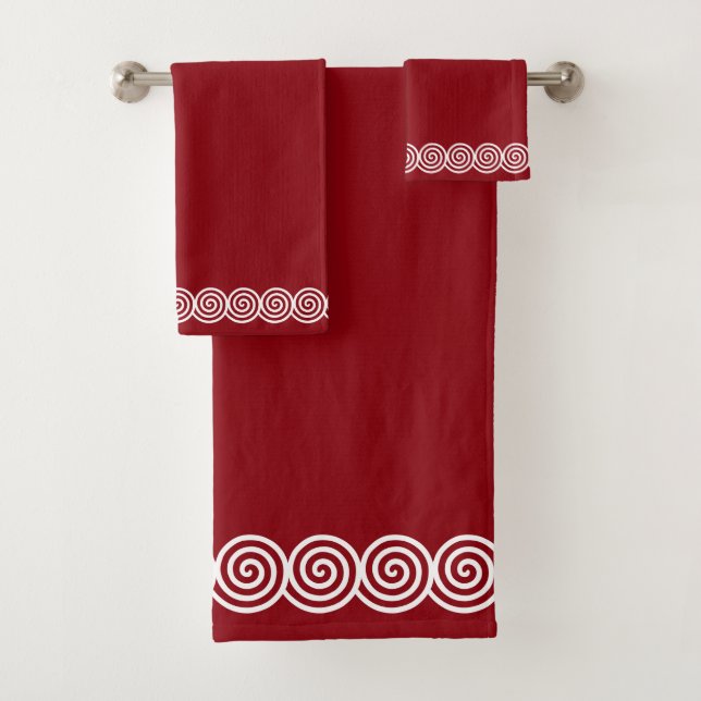 Conjunto de Toalhas de Banho Burgundy com Círculos (Insitu)