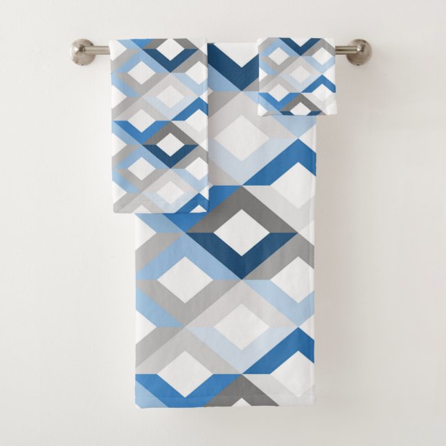 conjunto de toalhas de banho chevrons azuis (Insitu)