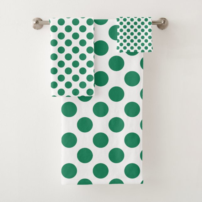 Conjunto de Toalhas de Banho com Bolinhas Verdes P (Insitu)