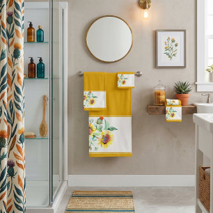 Conjunto de toalhas de banho com borda floral