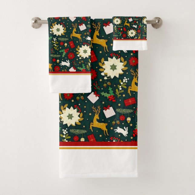 Conjunto de toalhas de banho com estampa de Natal (Insitu)