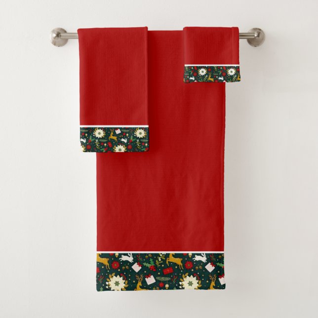 conjunto de toalhas de banho com estampa de Natal (Insitu)