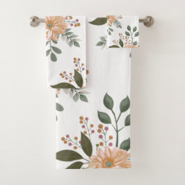 Conjunto de Toalhas de Banho com Estampa Floral