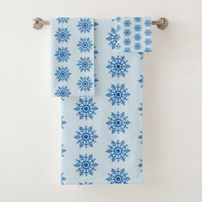 Conjunto de toalhas de banho com floco de neve azu (Insitu)
