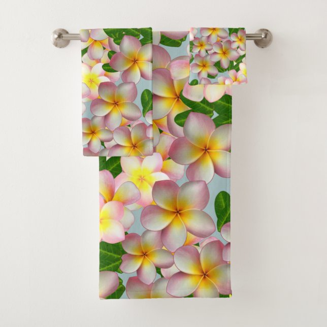 Conjunto de Toalhas de Banho com Flores de Plumeri (Insitu)