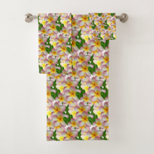 Conjunto de Toalhas de Banho com Flores de Plumeri
