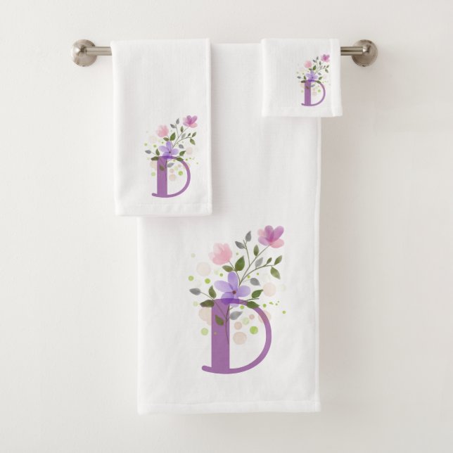 Conjunto de Toalhas de Banho com Letra Inicial D M (Insitu)