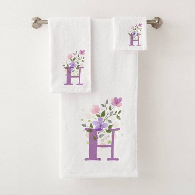 Conjunto de Toalhas de Banho com Letra Inicial H M (Insitu)