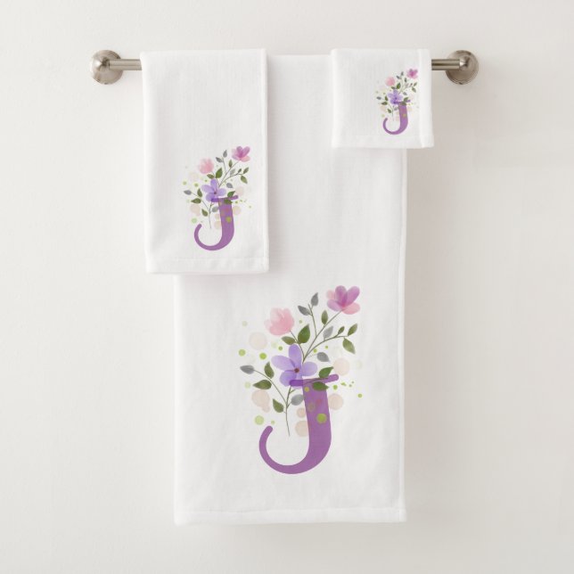 Conjunto de Toalhas de Banho com Letra Inicial J M (Insitu)