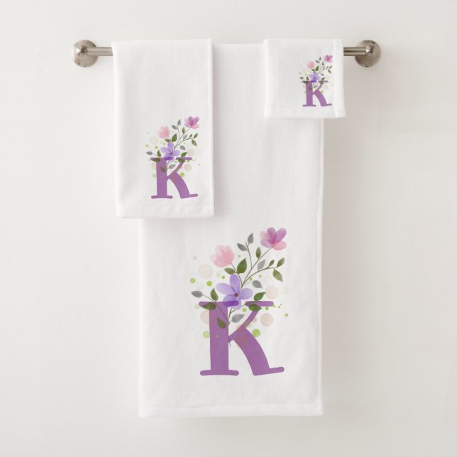 Conjunto de Toalhas de Banho com Letra Inicial K M (Insitu)