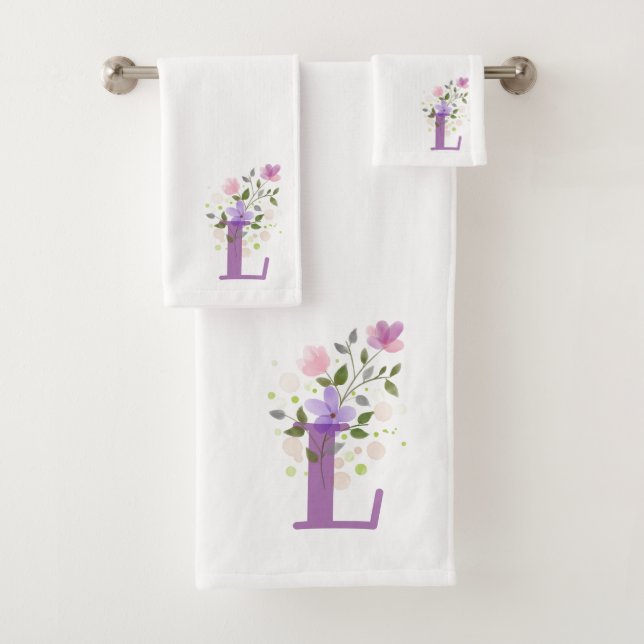 Conjunto de Toalhas de Banho com Letra Inicial L M (Insitu)