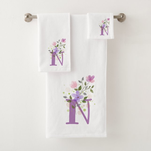 Conjunto de Toalhas de Banho com Letra Inicial N M (Insitu)