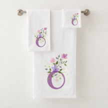 Conjunto de Toalhas de Banho com Letra Inicial O M