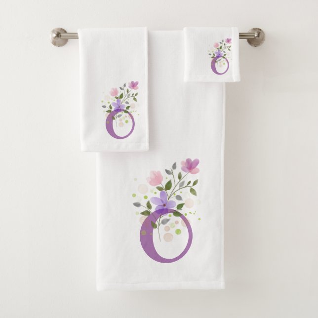 Conjunto de Toalhas de Banho com Letra Inicial O M (Insitu)