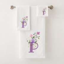 Conjunto de Toalhas de Banho com Letra Inicial P M