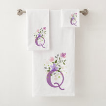 Conjunto de Toalhas de Banho com Letra Inicial Q M