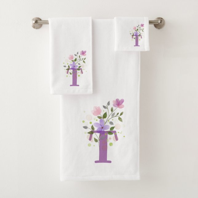Conjunto de Toalhas de Banho com Letra Inicial T M (Insitu)