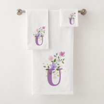 Conjunto de Toalhas de Banho com Letra Inicial U M