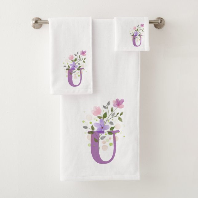 Conjunto de Toalhas de Banho com Letra Inicial U M (Insitu)