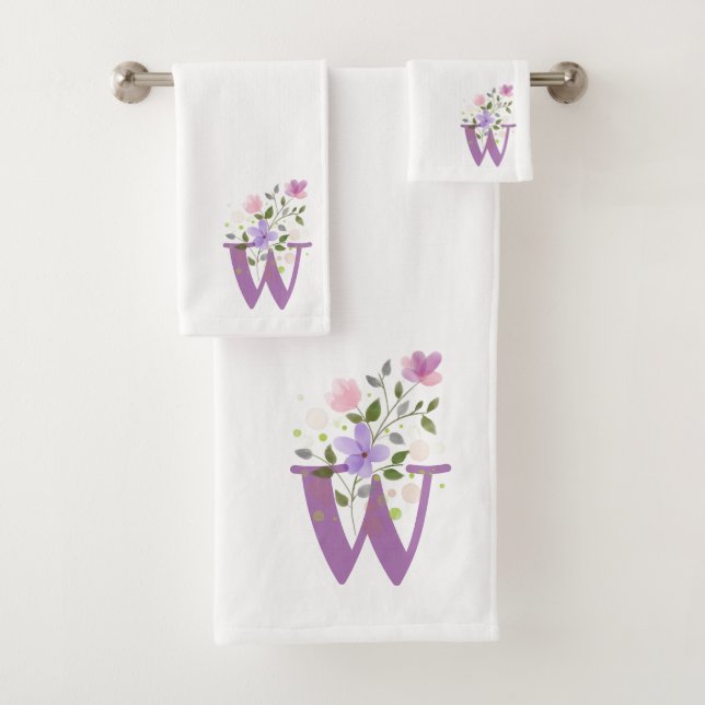 Conjunto de Toalhas de Banho com Letra Inicial W M (Insitu)