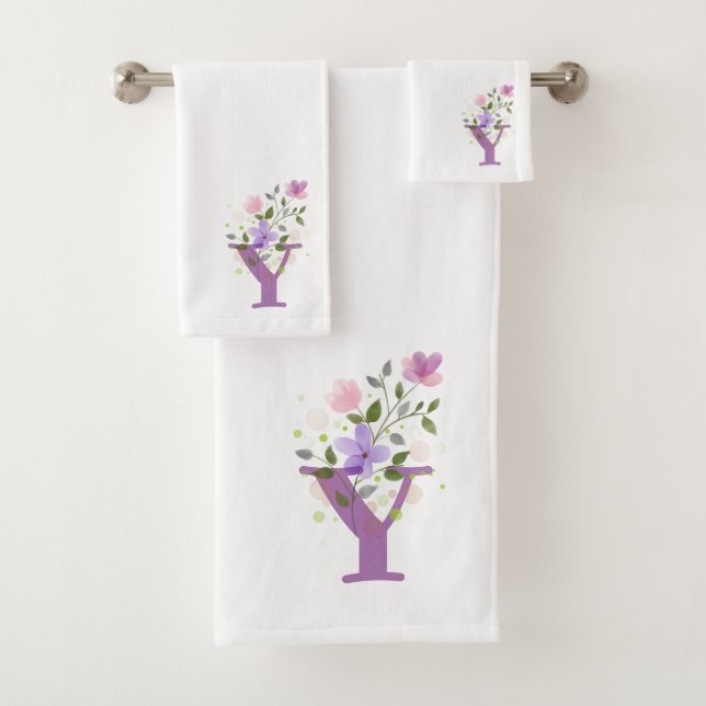 Conjunto de Toalhas de Banho com Letra Inicial Y M (Insitu)