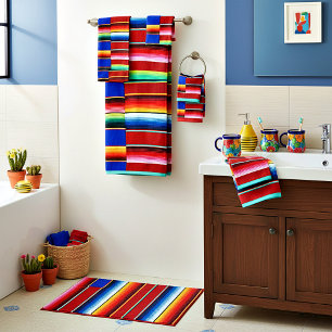 conjunto de toalhas de banho com listras de serape
