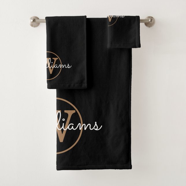 Conjunto de Toalhas de Banho com Monograma Preto e (Insitu)