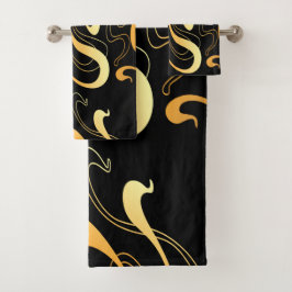 Conjunto de Toalhas de Banho com Padrão Amarelo