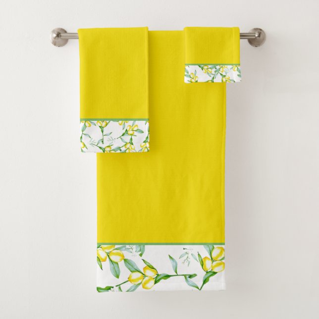 Conjunto de toalhas de banho com padrão de limões (Insitu)
