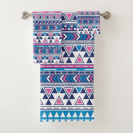 Conjunto de Toalhas de Banho com Padrão Étnico Tri