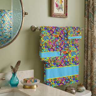 Conjunto de toalhas de banho com paisley floral br