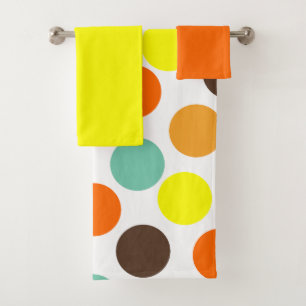 Conjunto de Toalhas de Banho com Pontos Laranja, A