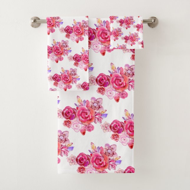 Conjunto de Toalhas de Banho Com Rosas (Insitu)