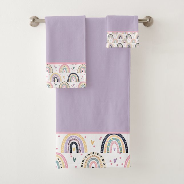 Conjunto de toalhas de banho de arco-íris pastéis  (Insitu)