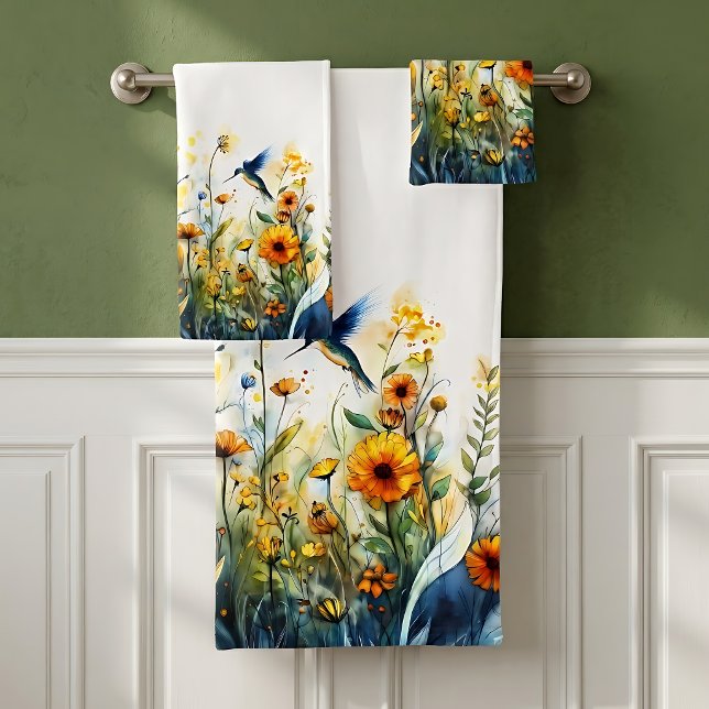Conjunto de Toalhas de Banho de Beija-flor e Flore (Criador carregado)