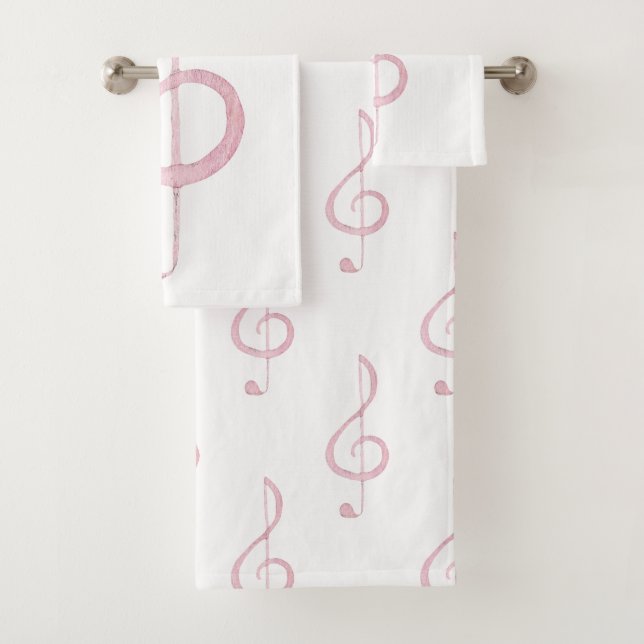 Conjunto de Toalhas de Banho de Clave de Sol Rosa (Insitu)