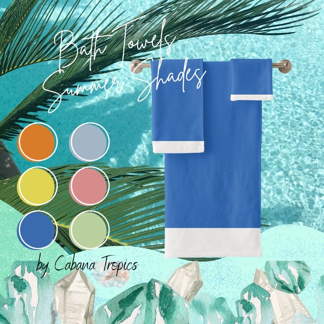 Conjunto de toalhas de banho de cor branca e azul- (Criador carregado)