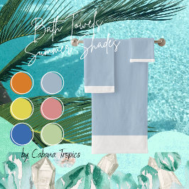 Conjunto de toalhas de banho de cor branca e azul