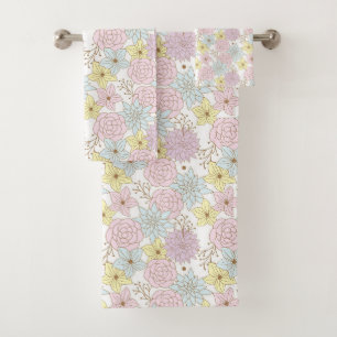 conjunto de toalhas de banho de flores de primaver