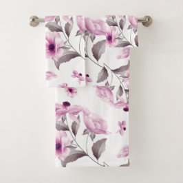 Conjunto de Toalhas de Banho de Flores Rosa Elegan