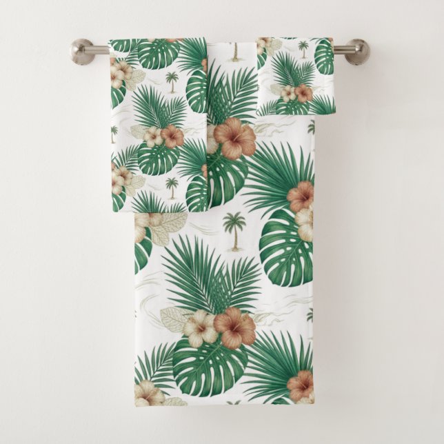 Conjunto de Toalhas de Banho de Folhas Tropicais d (Insitu)