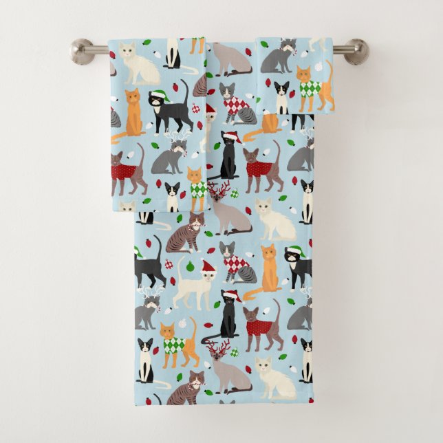Conjunto de Toalhas de Banho de Gatos de Natal (Insitu)