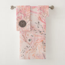 Conjunto de Toalhas de Banho de Mármore Rosa Elega