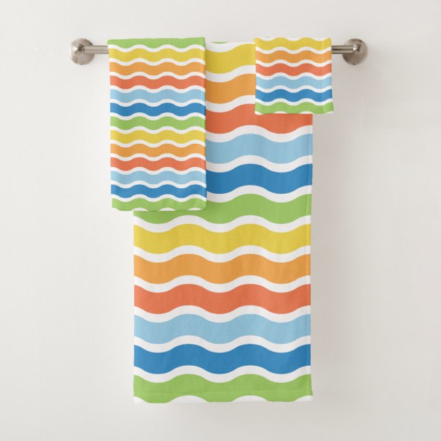Conjunto de toalhas de banho de ondas coloridas (Insitu)