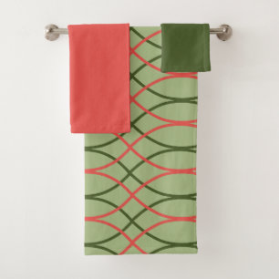 Conjunto de toalhas de banho de ondas verdes